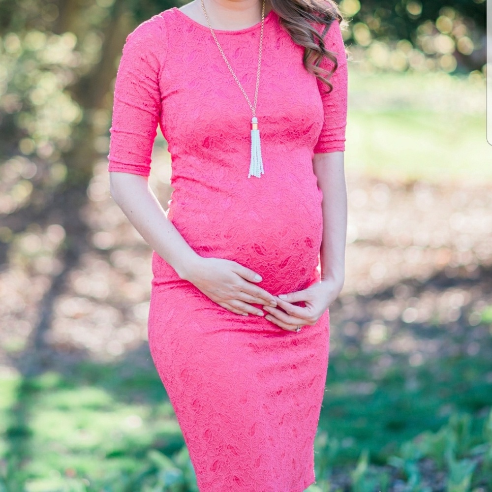 Pink Lace Maternity Dress