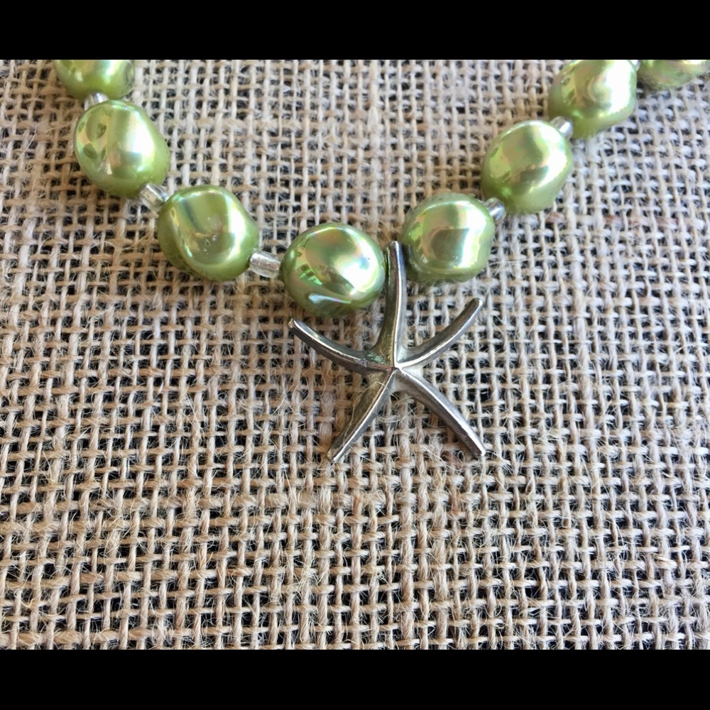 🆕Silver Starfish & Beaded Necklace