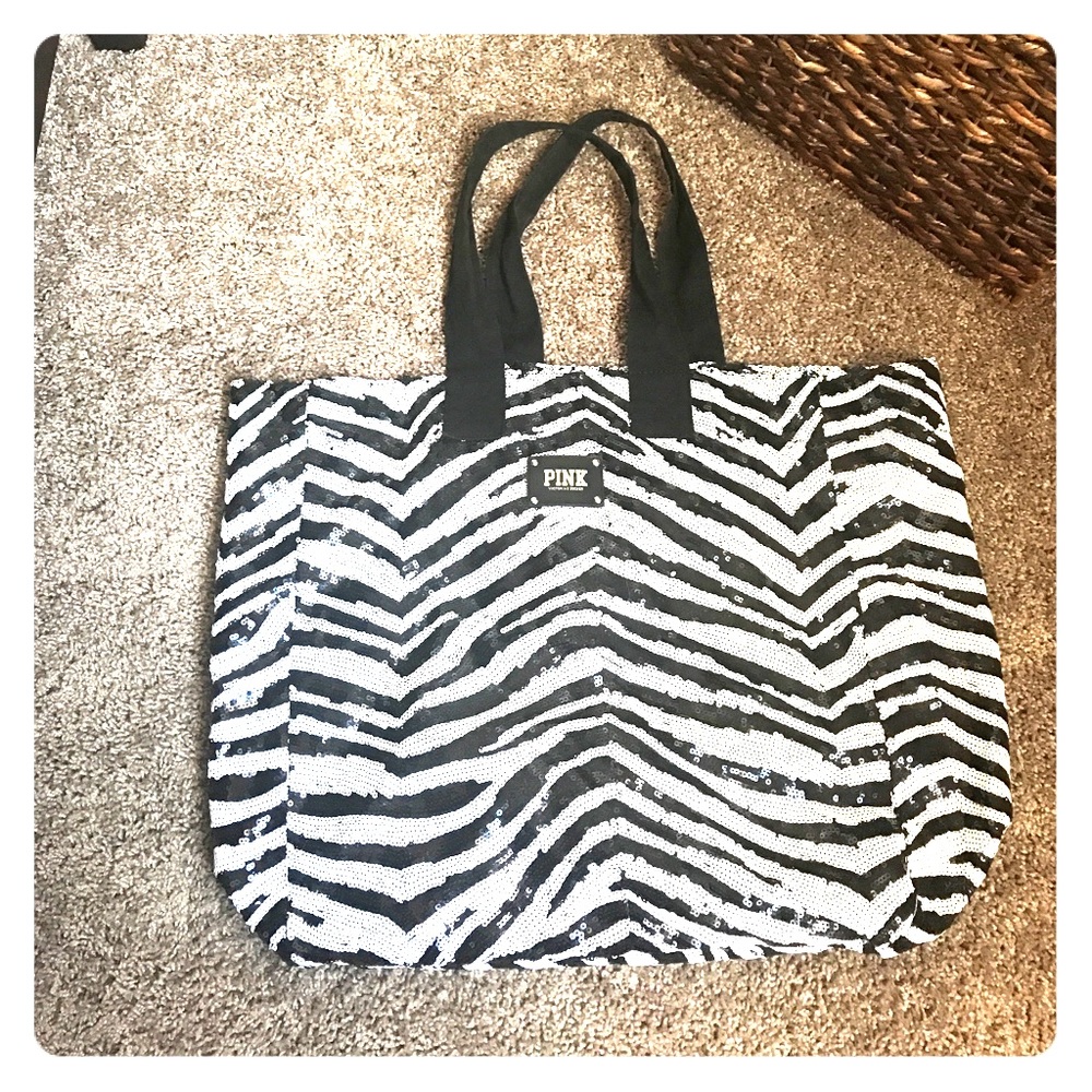 Black and white zebra print Pink bag