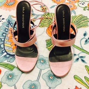 Blush Pink Laced Strappy Heels