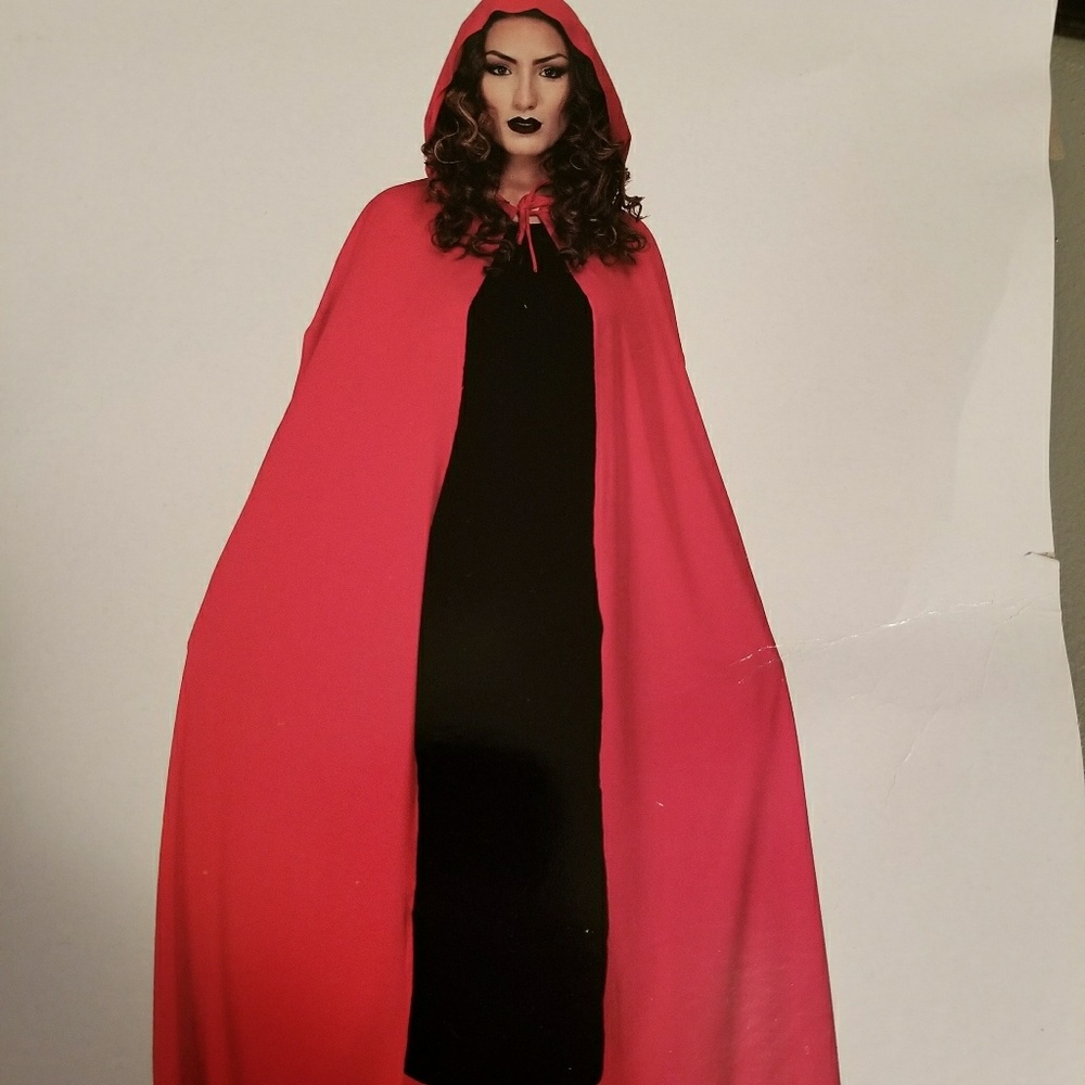 Long Red hooded cape
