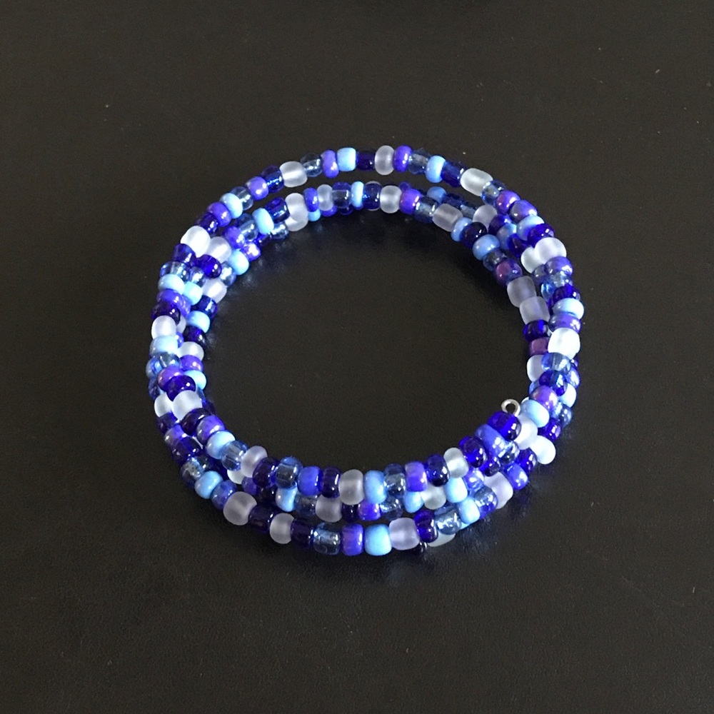 Wrap Bracelet in multi shades of blue and white