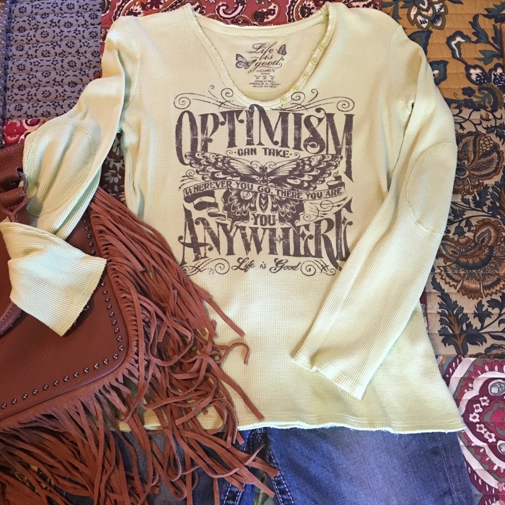 Lime Green Life Is Good Thermal Size Medium