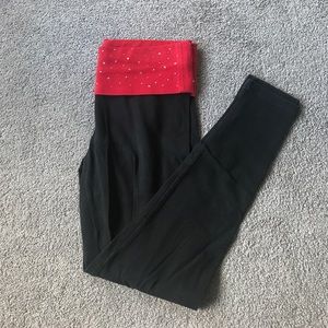 Pink Victoria's Secret red waistband leggings