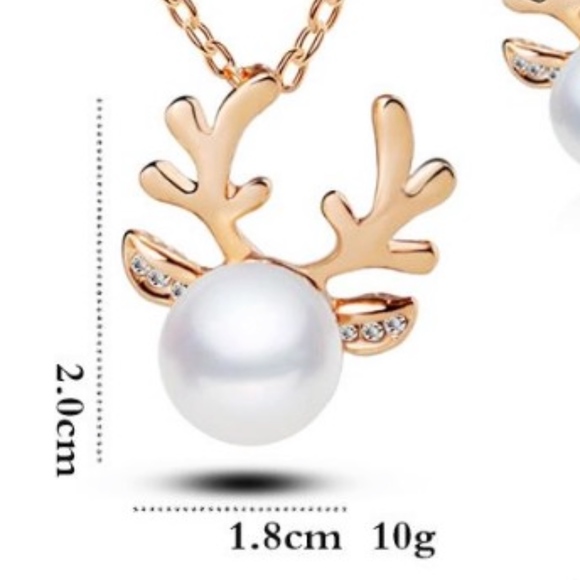 White Pearl & Antlers Silver Necklace - Picture 4 of 4