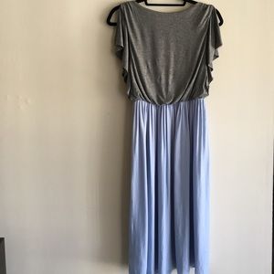LOFT blue and gray midi dress