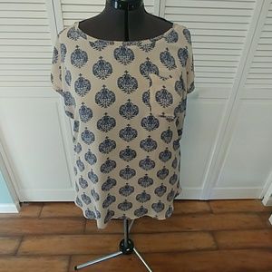 Navy Medallion Blouse