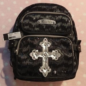 NWT Miss Me Black Stacked Cross Backpack