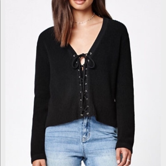 Kendall & Kylie Sweaters - ❌SOLD❌ [Kendall & Kylie] Black Lace Ribbed Sweater