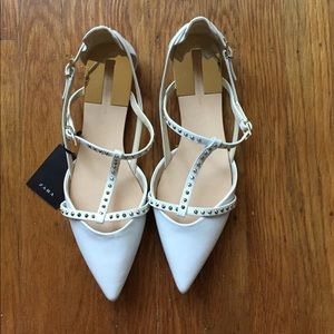 Zara White Flats