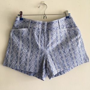 NWT LOFT blue and white patterned shorts
