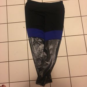 Black , blue and silver yoga pants