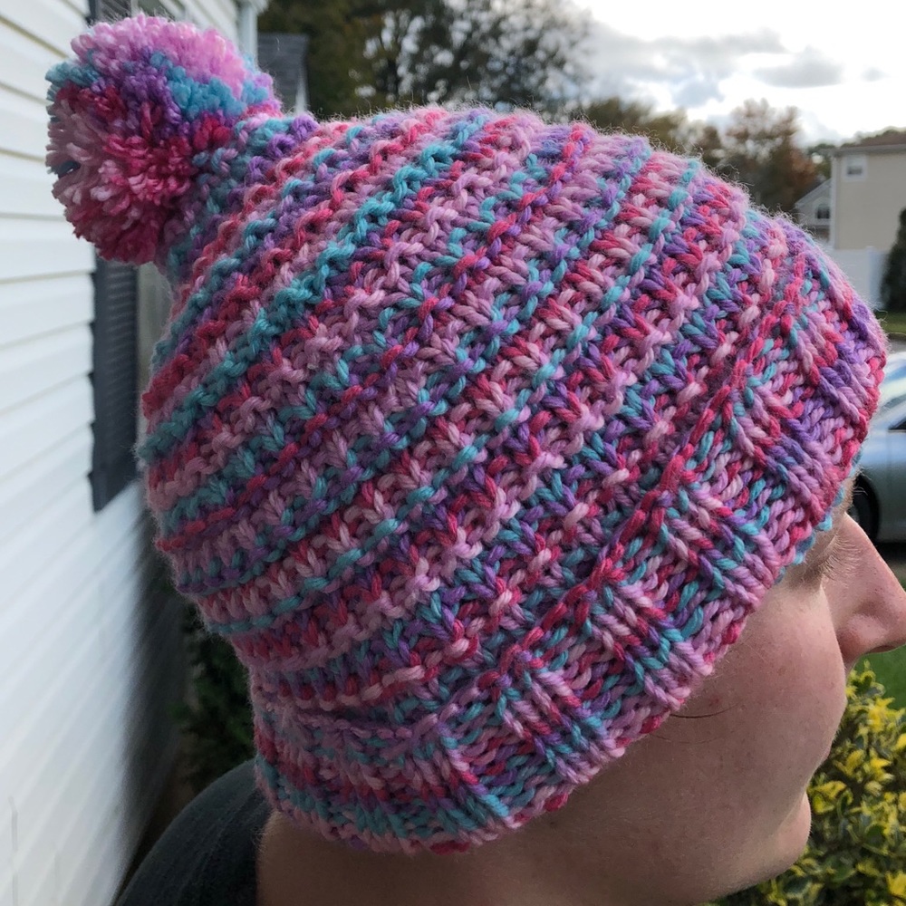 Charity💰 Handmade knitted winter hat with Pom Pom