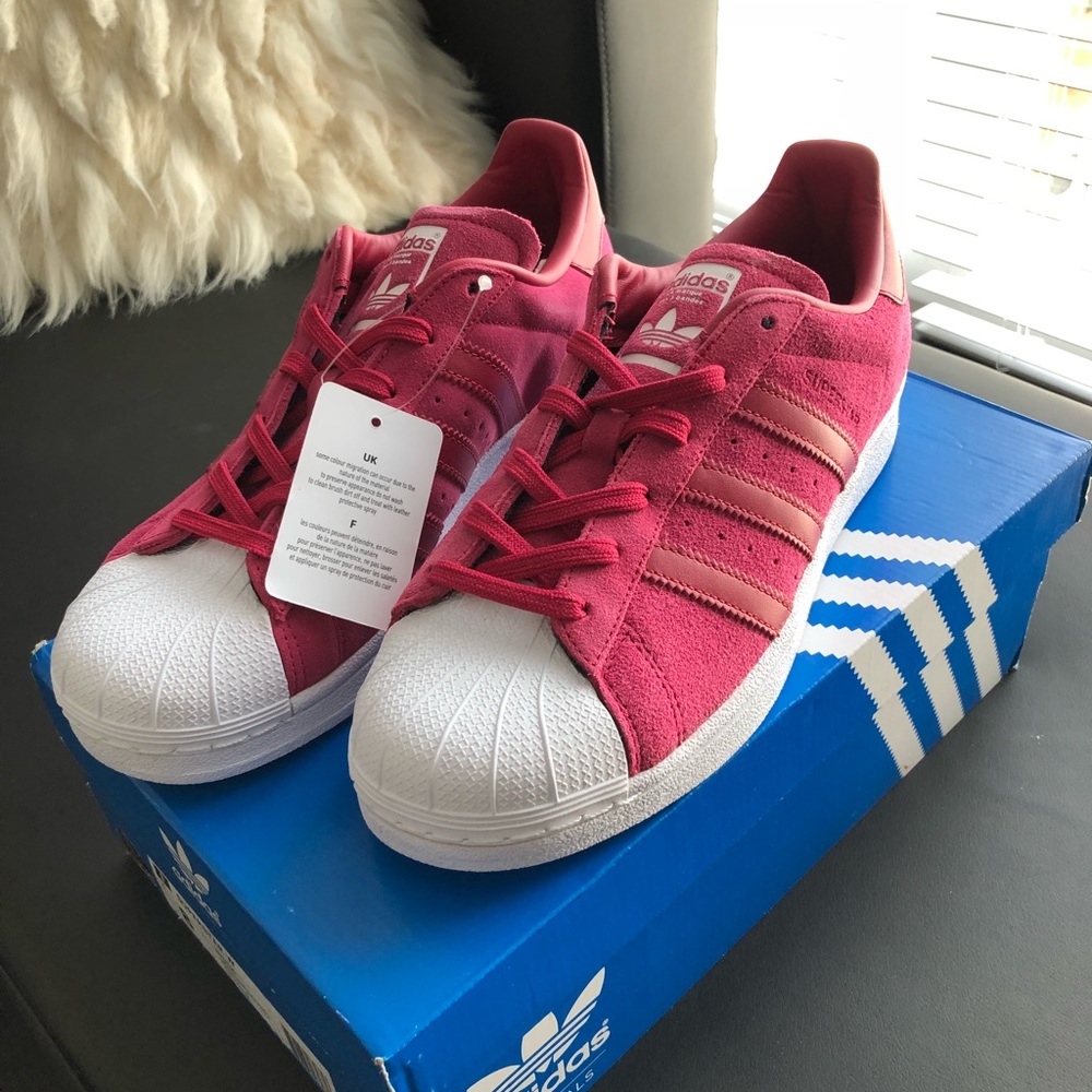 Original pink suede adidas superstar sneaker