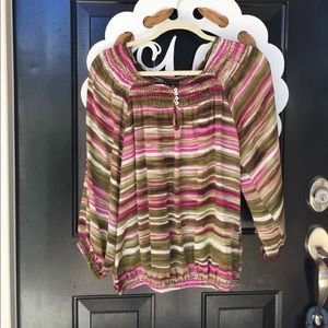 Pink and green long sleeve shirt