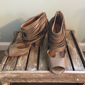 Qupid Block Heel with unique strap detail