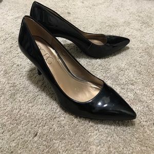 BCBG patent leather pointed toe pumps
