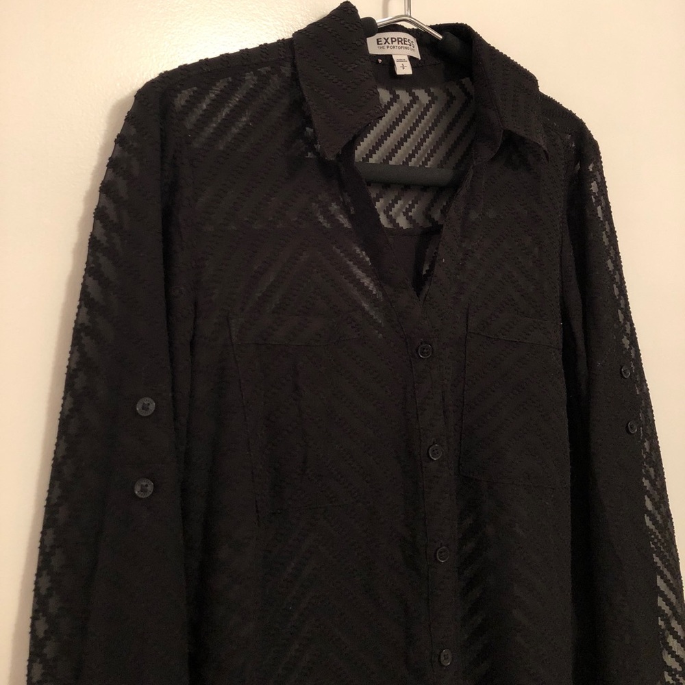 Express black sheer portofino blouse