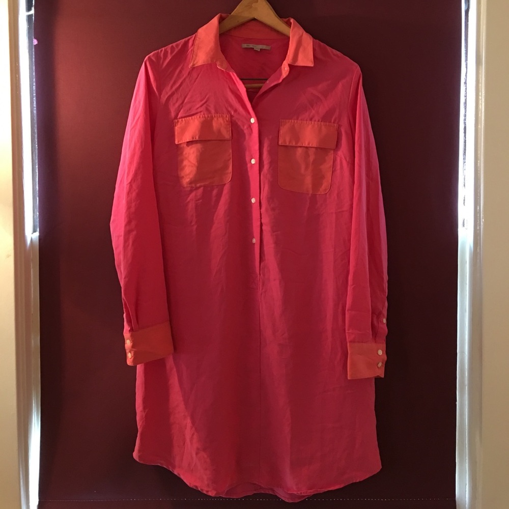 Cuffed and collared long sleeve shirt dress