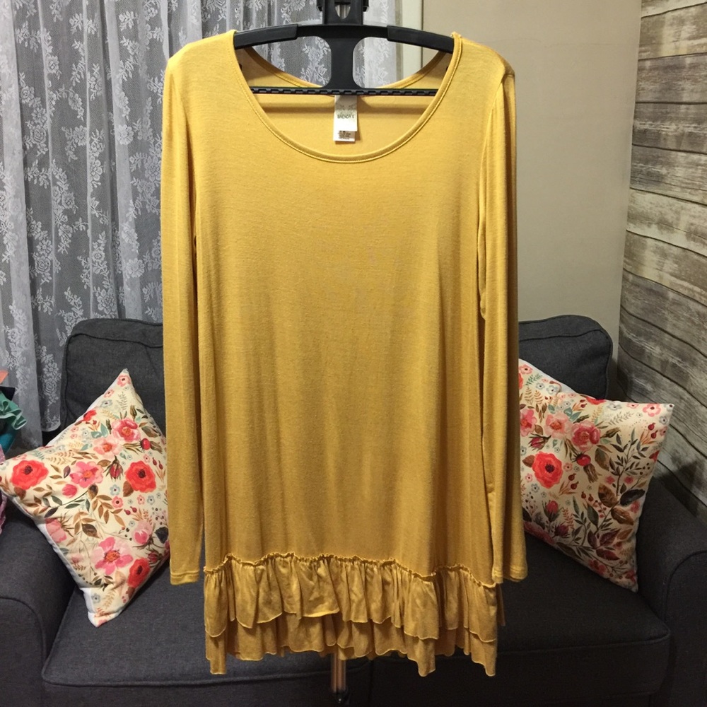 Small Mustard Ruffle Tunic