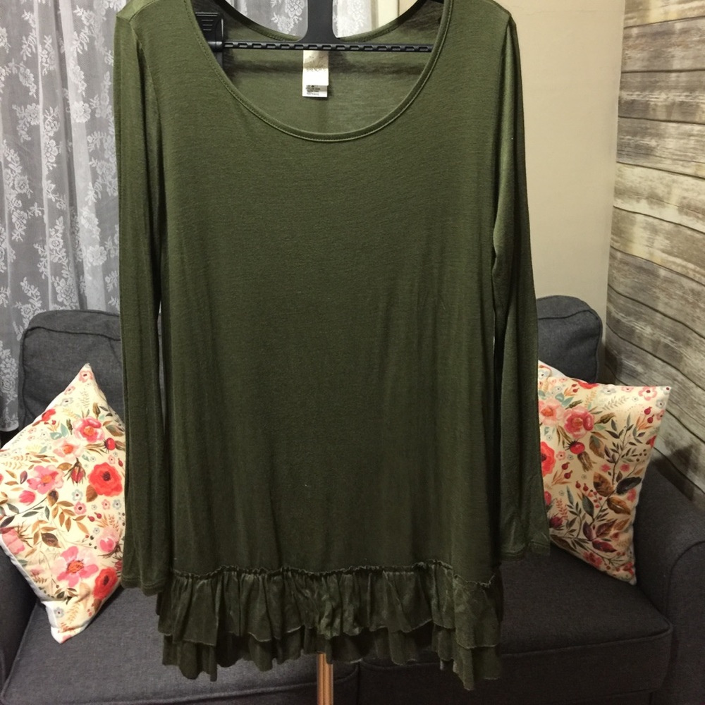 Small Olive Ruffle Tunic