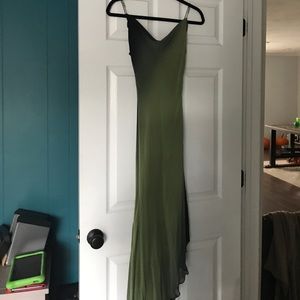 Green cache hi-lo dress