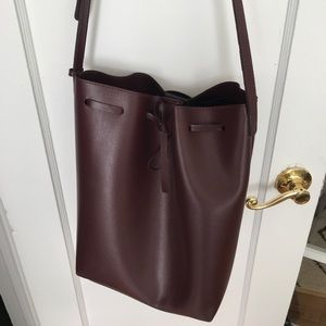 Faux leather oxblood bucket bag