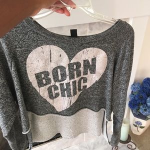 Grey born chick crop top sweater