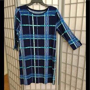 Blue patterned shift dress