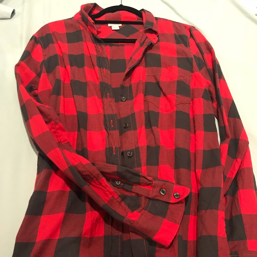 J CREW SHIRT RED CHECKERED