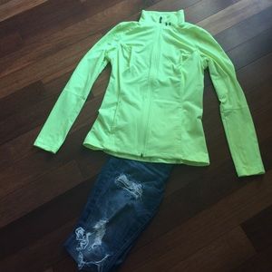 M under armour zip up fitted jacket neon yellow