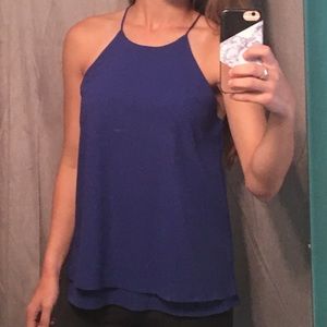 Paper crane royal blue high neck tank