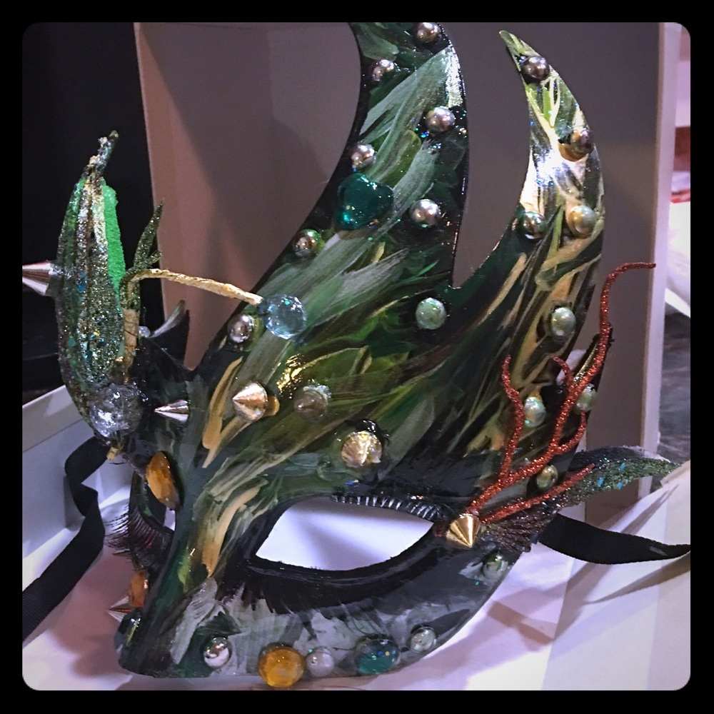 masquerade mask handmade w/stud, stone & 3d detail