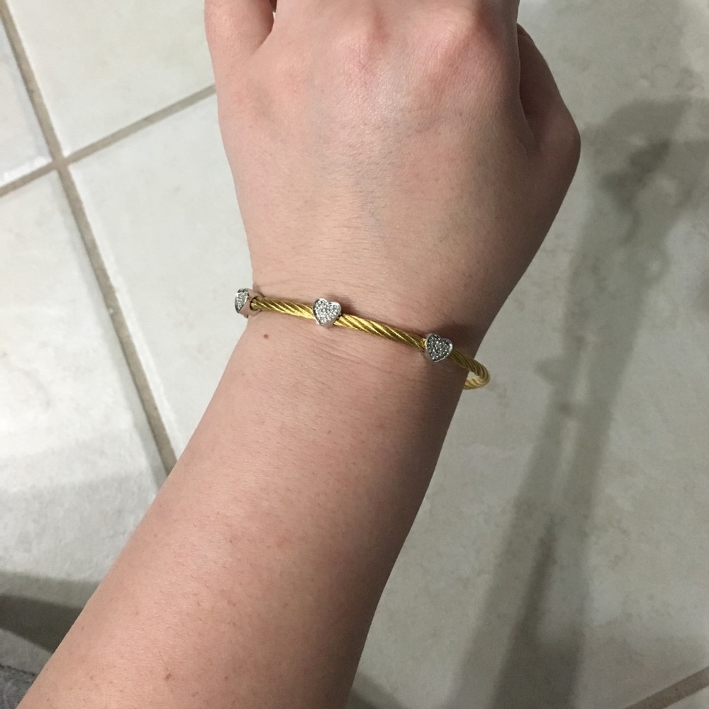 Diamond chip heart bangle