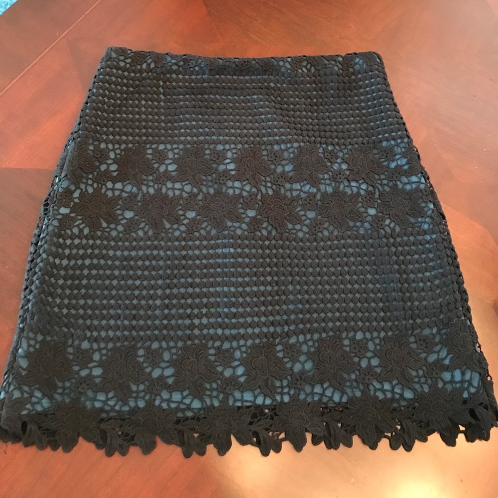 Loft Black and Teal Skirt