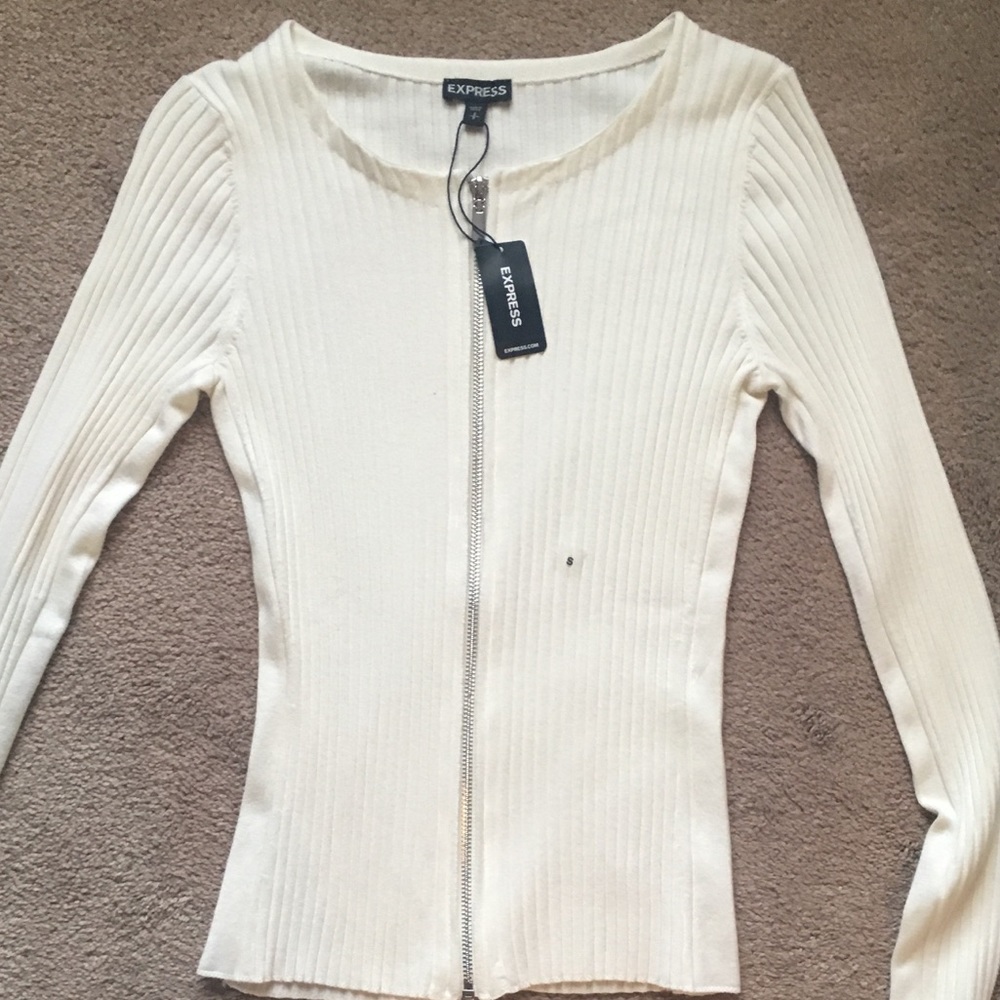 White ribbed Express cardigan