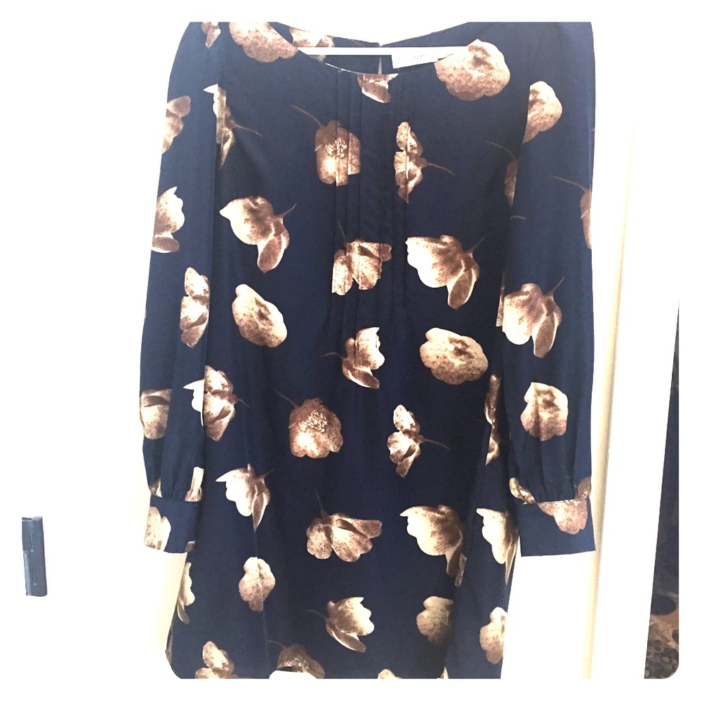 Silk navy blue floral tunic by Blu Pepper