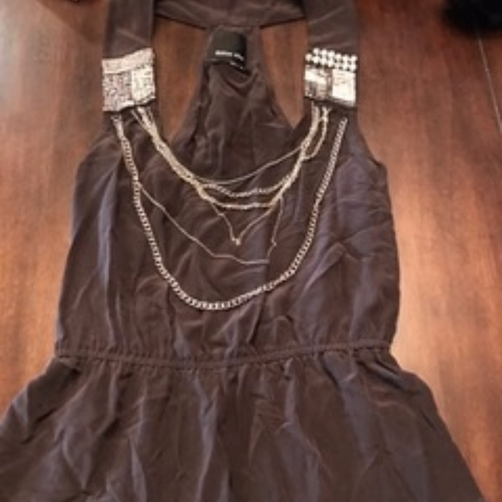 Dolce Vita Brown Silky Top with Silver Chains
