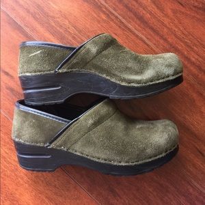 Olive green suede Dansko