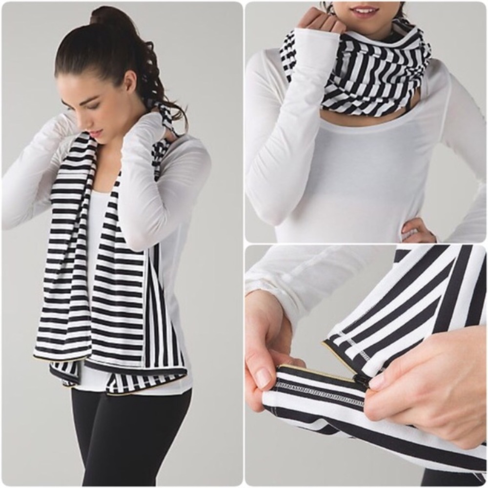 Lululemon Vinyasa zip scarf - b&w stripe