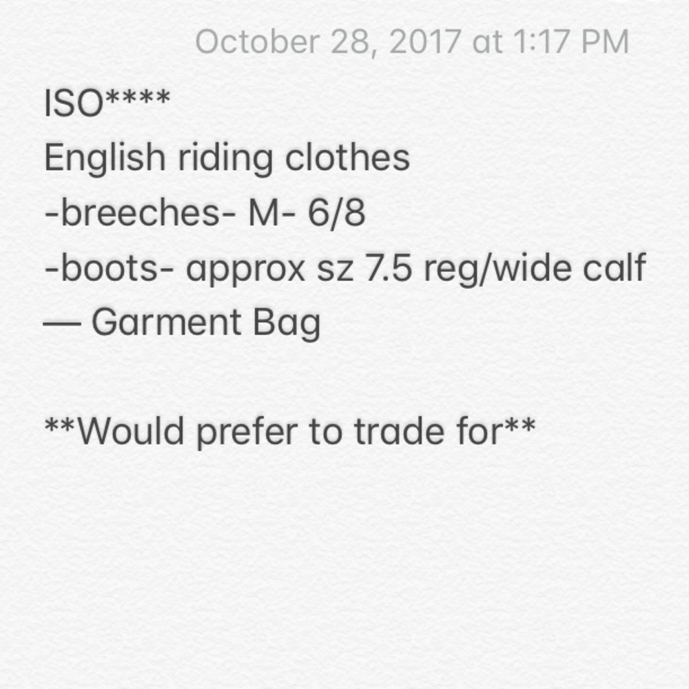 ISO English Riding Apparel