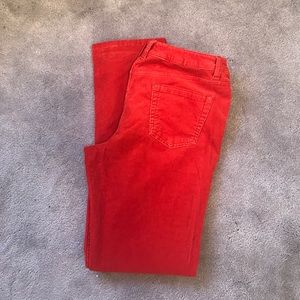 Coral corduroy skinny jeans