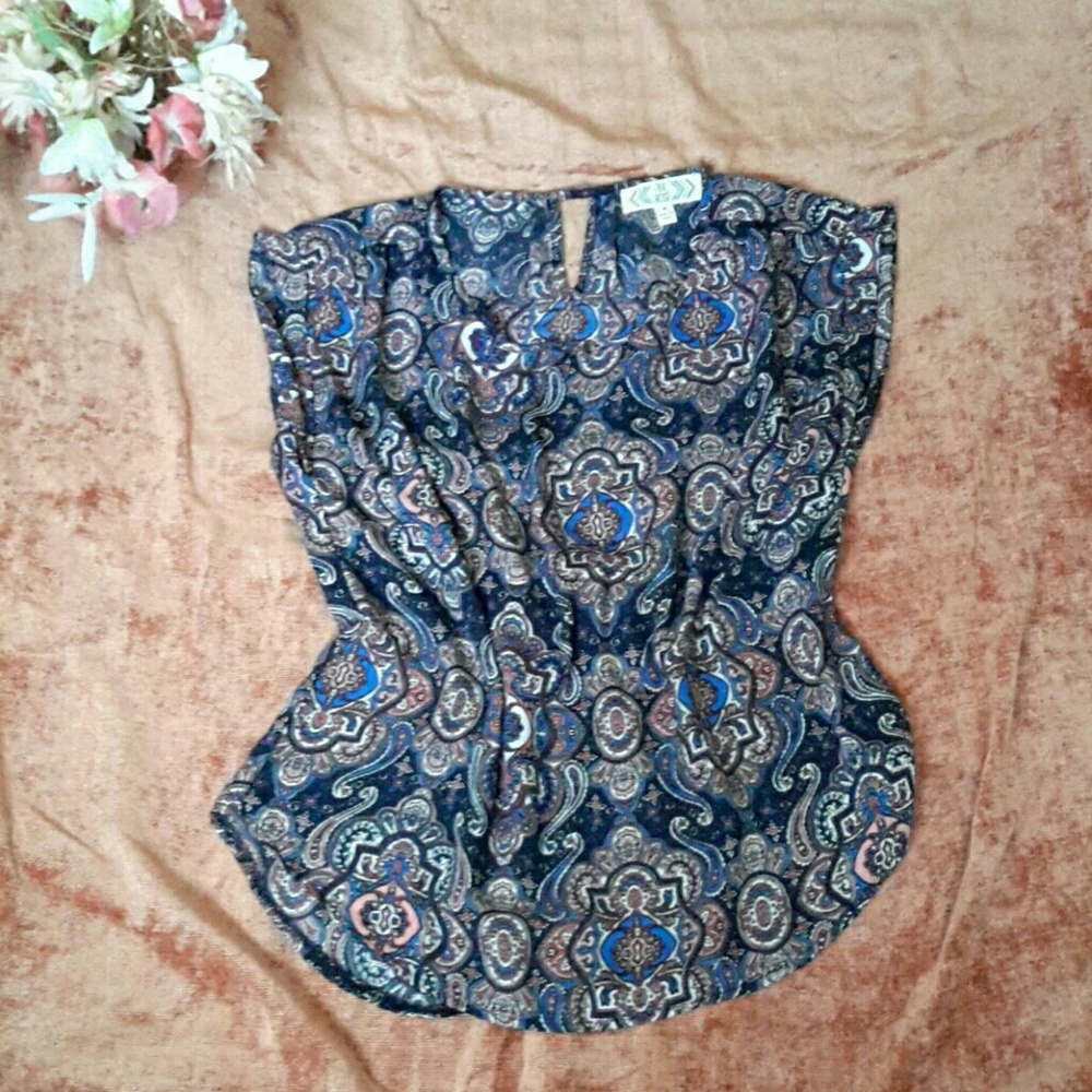 Pink Rose paisley multicolor blouse, size M - Picture 1 of 2