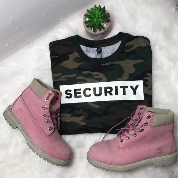 SOLD TIMBERLAND Pink Leather Suede Lace up Boots - Picture 1 of 5
