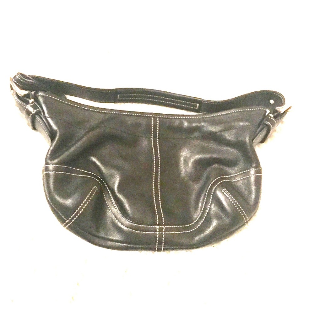 Coach black leather small shoulder bag