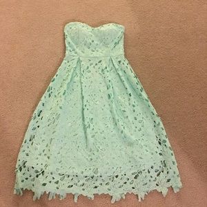 Francesca’s mint green strapless dress