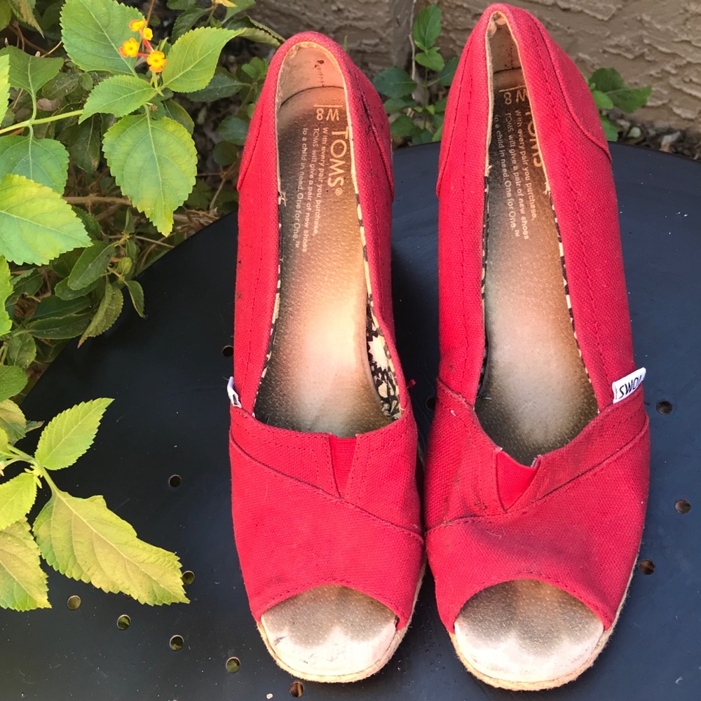TOMS Casual Red Wedges