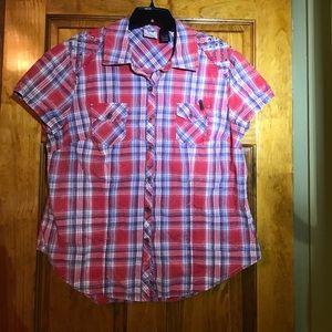 Harley-Davidson red, white and blue short sleeve.