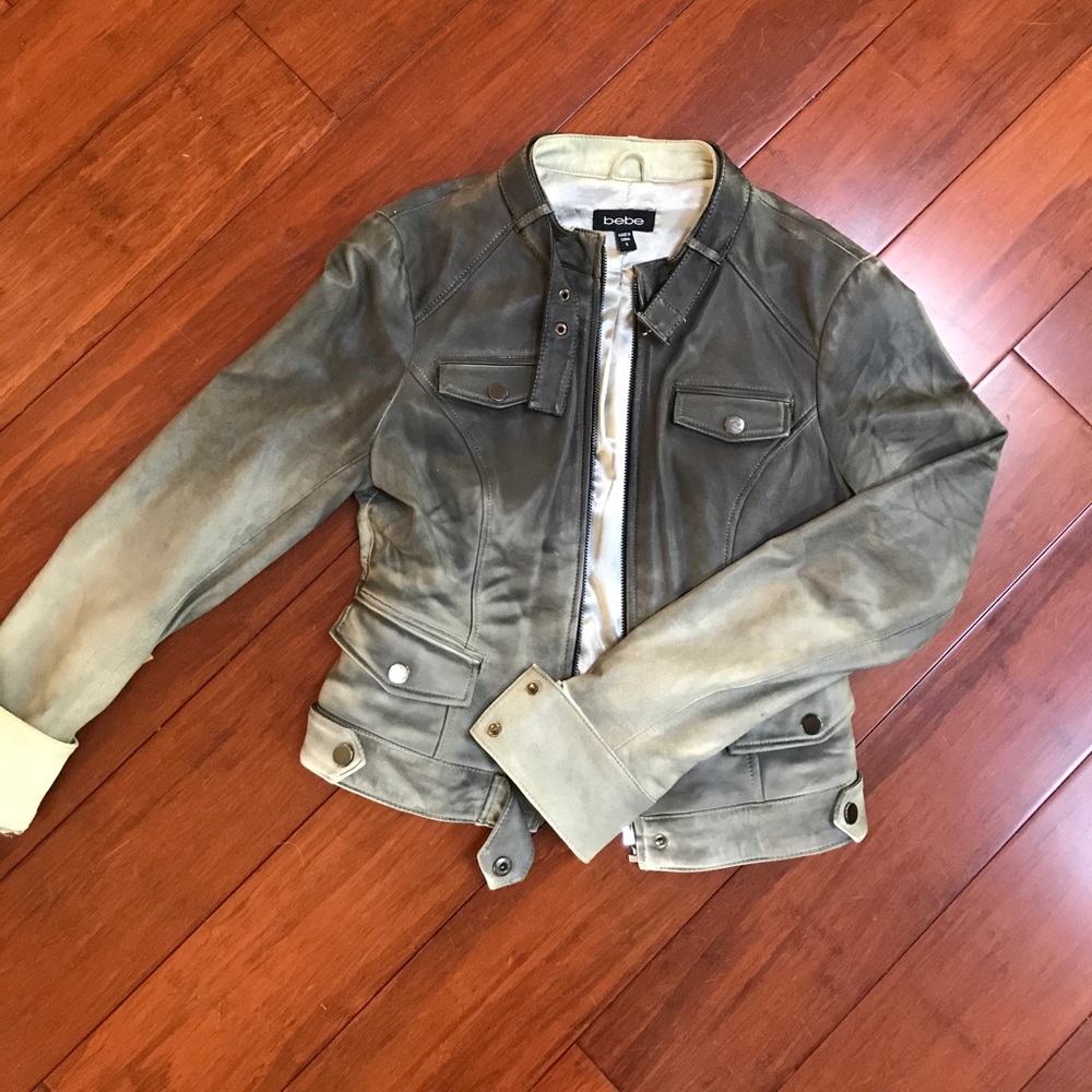 Bebe ombré genuine leather motorcycle jacket