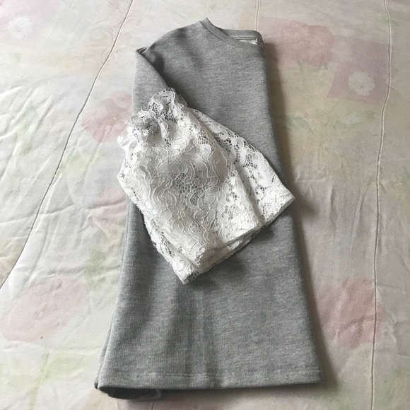 ZARA grey shirt with lace sleeves - Picture 1 of 3